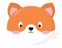 可爱的狐狸头插图向量白色背景