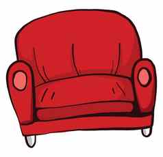 红色的沙发插图向量白色背景