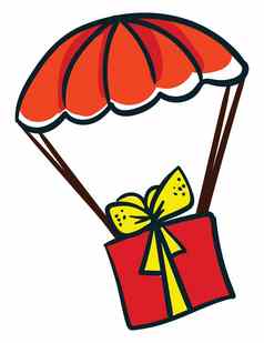 降落伞礼物盒子插图向量白色背气