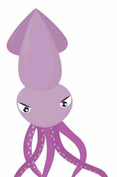 紫色的鱿鱼插图向量白色背景