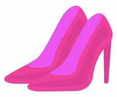粉红色的女人高跟鞋插图向量白色背景