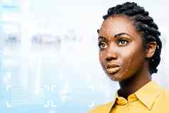 女非洲脸概念上的脸识别扫描