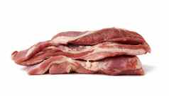 堆栈猪肉生肉里脊肉层脂肪孤立的