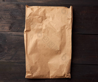 开放棕色（的）纸袋食物包装棕色（的）木后台