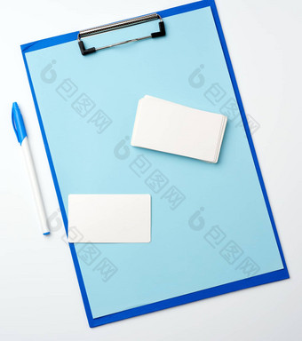 蓝色的持有人清洁蓝色的表笔空业务卡