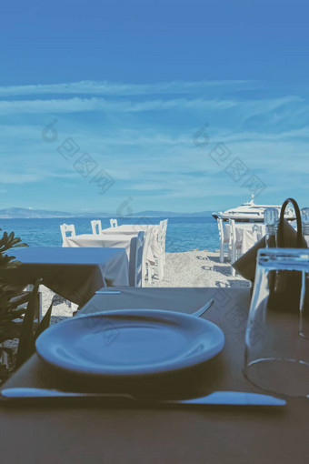 空餐厅爱琴海海巡航船旅行自然