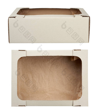 空白色纸盒子使波纹纸板parchmen