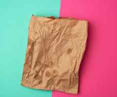 开放棕色（的）纸袋食物包装油腻的污渍