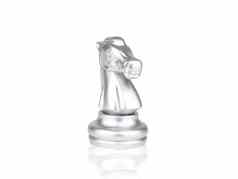 银骑士国际象棋块战斗孤立的白色背气
