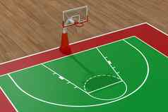 篮球法院木地板上呈现
