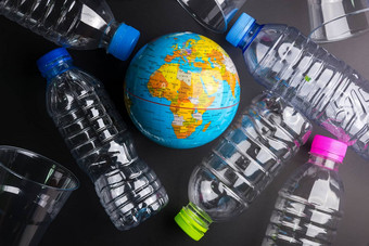 地球世界全球<strong>塑料</strong>瓶浪费黑色的背气