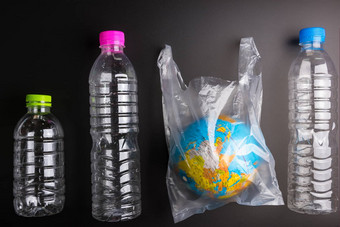 地球世界全球<strong>塑料</strong>瓶浪费黑色的背气