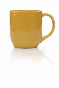 黄色的陶瓷杯子咖啡杯孤立的白色