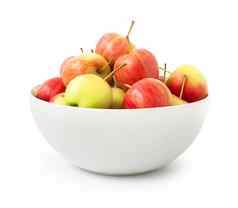 红色的苹果白色碗孤立的白色背景水果hea