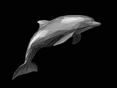插图多边形海豚黑色的背景