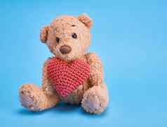 泰迪熊持有红色的心
