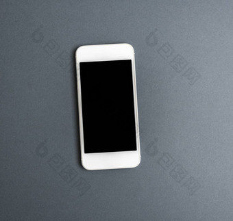 白色智能手机空白黑色的屏幕