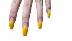 丑陋的修指甲指甲扩展杂草丛生的指甲黄色的