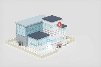 医院模型白色背景摘要概念呈现