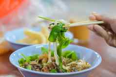 泰国当地的食物北方的泰国eattind大米面条