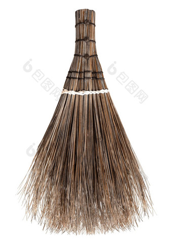 扫帚椰子手掌草回收本清洗一天扫帚女巫孤立的白色女巫的飞天扫帚