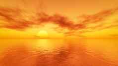 美丽的日落平静海洋梦想
