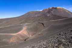 视图埃特纳火山火山口创建火山喷发