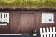 grass-roofed房子法罗岛屿