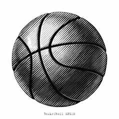 篮球手画维纳奇风格黑色的白色剪辑艺术异醇