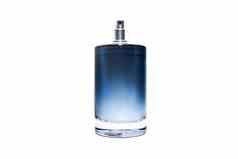 香水瓶完整的蓝色的液体孤立的白色背景香味男人。香水概念