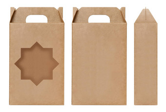 盒子棕色（的）窗口明星形状减少包装模板空卡夫盒子纸板孤立的白色背景盒子纸卡夫自然材料礼物盒子棕色（的）纸工业包装纸箱