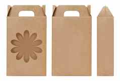 盒子棕色（的）窗口花形状减少包装模板空卡夫盒子纸板孤立的白色背景盒子纸卡夫自然材料礼物盒子棕色（的）纸工业包装纸箱