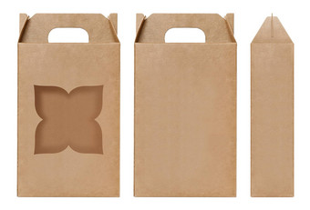 盒子棕色（的）窗口形状减少包装模板空卡夫盒子纸板孤立的白色背景盒子纸卡夫自然材料礼物盒子棕色（的）纸工业包装纸箱