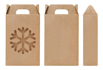 盒子棕色（的）窗口冰雪形状减少包装模板空卡夫盒子纸板孤立的白色背景盒子纸卡夫自然材料礼物盒子棕色（的）纸工业包装纸箱
