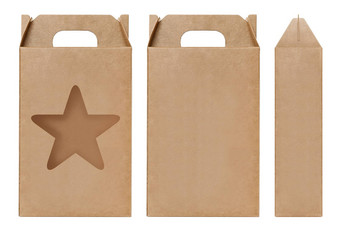 盒子棕色（的）窗口明星形状减少包装模板空卡夫盒子纸板孤立的白色背景盒子纸卡夫自然材料礼物盒子棕色（的）纸工业包装纸箱