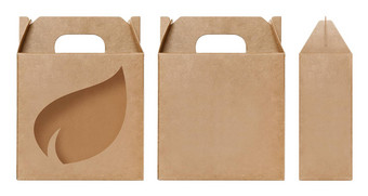 盒子棕色（的）窗口叶子形状减少包装模板空卡夫盒子纸板孤立的白色背景盒子纸卡夫自然材料礼物盒子棕色（的）纸工业包装纸箱