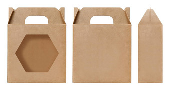 盒子棕色（的）窗口形状减少包装模板空卡夫盒子纸板孤立的白色背景盒子纸卡夫自然材料礼物盒子棕色（的）纸工业<strong>包装纸箱</strong>