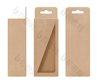 盒子包装盒子棕色（的）挂减少窗口形状开放空白模板设计产品包
