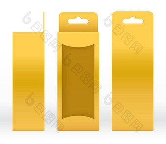 挂盒子黄金窗口形状减少包装模板空白奢侈品空盒子金模板<strong>设计产品</strong>包礼物盒子黄金盒子包装纸卡夫纸板包