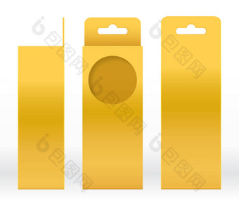挂盒子黄金窗口形状减少包装模板空白奢侈品空盒子金模板<strong>设计产品</strong>包礼物盒子黄金盒子包装纸卡夫纸板包