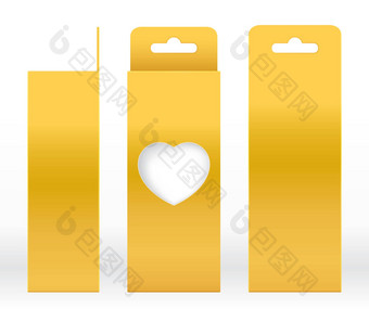 挂盒子黄金窗口心形状的减少包装<strong>模板</strong>空白奢侈品空盒子金黄色的<strong>模板</strong>设计<strong>产品</strong>包礼物盒子黄色的黄金盒子包装纸卡夫纸板包