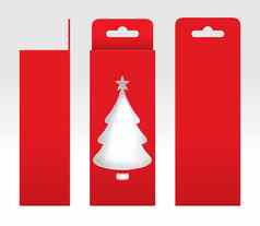 挂红色的盒子窗口圣诞节树形状减少包装模板空白空盒子红色的纸板礼物盒子红色的卡夫包纸箱