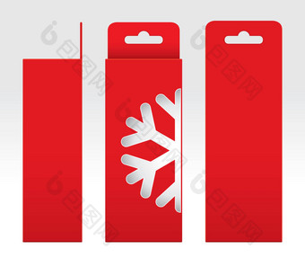 挂红色的盒子窗口雪形状减少包装<strong>模板空白</strong>空盒子红色的纸板礼物盒子红色的卡夫包纸箱