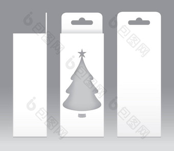 挂盒子白色窗口圣诞节树形状减少包装模板空白空盒子白色模板设计产品包礼物盒子白色盒子包装纸卡夫卡董事会包