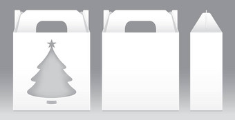 盒子白色窗口圣诞节树形状减少包装模板空白空盒子白色模板设计产品包礼物盒子白色盒子包装纸卡夫卡董事会包