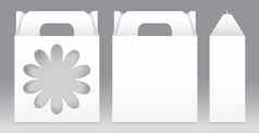 盒子白色窗口花形状减少包装模板空白空盒子白色模板设计产品包礼物盒子白色盒子包装纸卡夫卡董事会包