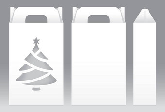 高盒子白色窗口圣诞节树形状减少包装模板空白空盒子白色模板设计产品包礼物盒子白色盒子包装纸卡夫卡董事会包