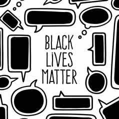 黑色的生活事闲谈，聊天泡沫抗议横幅人类黑色的人美国向量插图