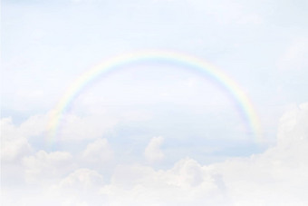 模糊彩虹天空白色软云背景彩虹环圆天空色彩斑斓的彩虹天空