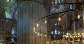 内部Sultanahmet清真寺伊斯坦布尔火鸡